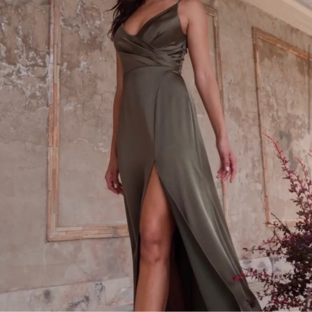 Jenny Yoo Green Beckette Faux Surplice Evening Wear Formal Cocktail Maxi Dress 4 - Picture 2 of 15